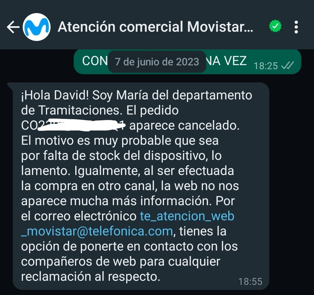 dmb97_'s tweet photo. @movistar_es @88jorgemartin Haceos responsables de haberme proporcionado información de seguimiento de un pedido FALSA diciéndome que había stock, haciéndome perder el tiempo y reteniendo mi dinero durante dos semanas para luego cancelarme el pedido. Mentirosos. Entregadme el móvil. https://t.co/Y457QlGKvo