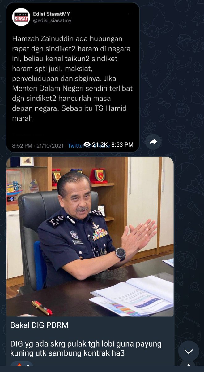 FreeMsian's tweet image. I am just looking back at history at Edisi Siasat Telegram, they were the ones relentlessly pursued the Ebit Lew sexual harassment case and pressured PDRM and AGC to charge him. Also found this message.