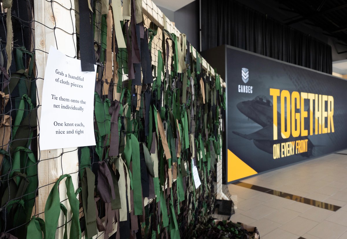 Jessica_L_Wiebe's tweet photo. I updated my website with images and more details on the making of the fourth camo net for Ukraine at CANSEC 2023 with @CadsiCanada ! It will soon be shipped to Ukraine to be used where necessary along the front lines. 
https://t.co/AHnjb06lG3 https://t.co/oKqfHomWyF