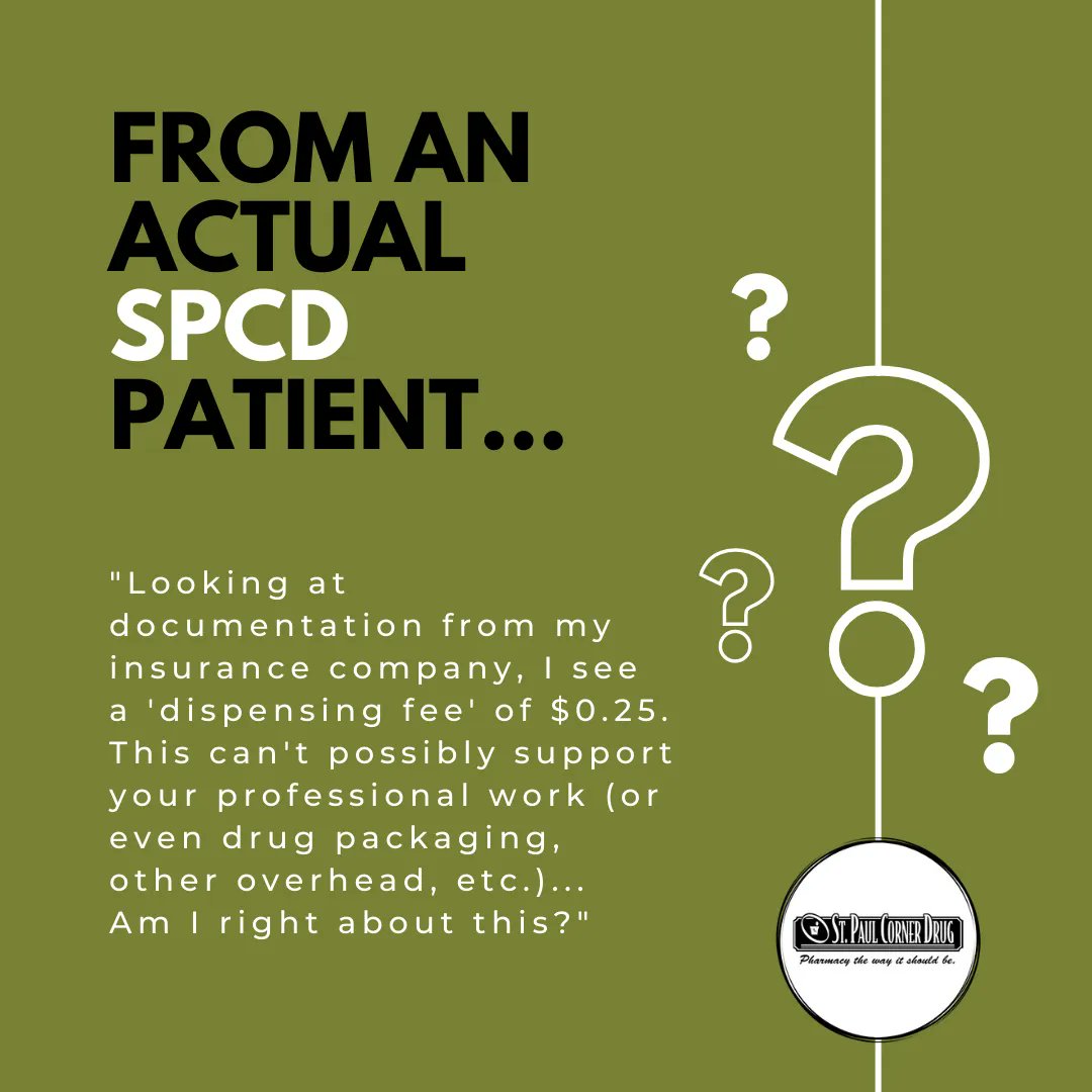stpcornerdrug's tweet image. Yes, unfortunately, you are right about this. And we&apos;re not just being underpaid to do our work... in many cases, when that dispensing fee is $0, we&apos;re not being compensated AT ALL. Want to help fight #PBMabuse ? Visit stpaulcornerdrug.com/legislative-ac…. #NotSoFunFactFriday #TheMoreYouKnow