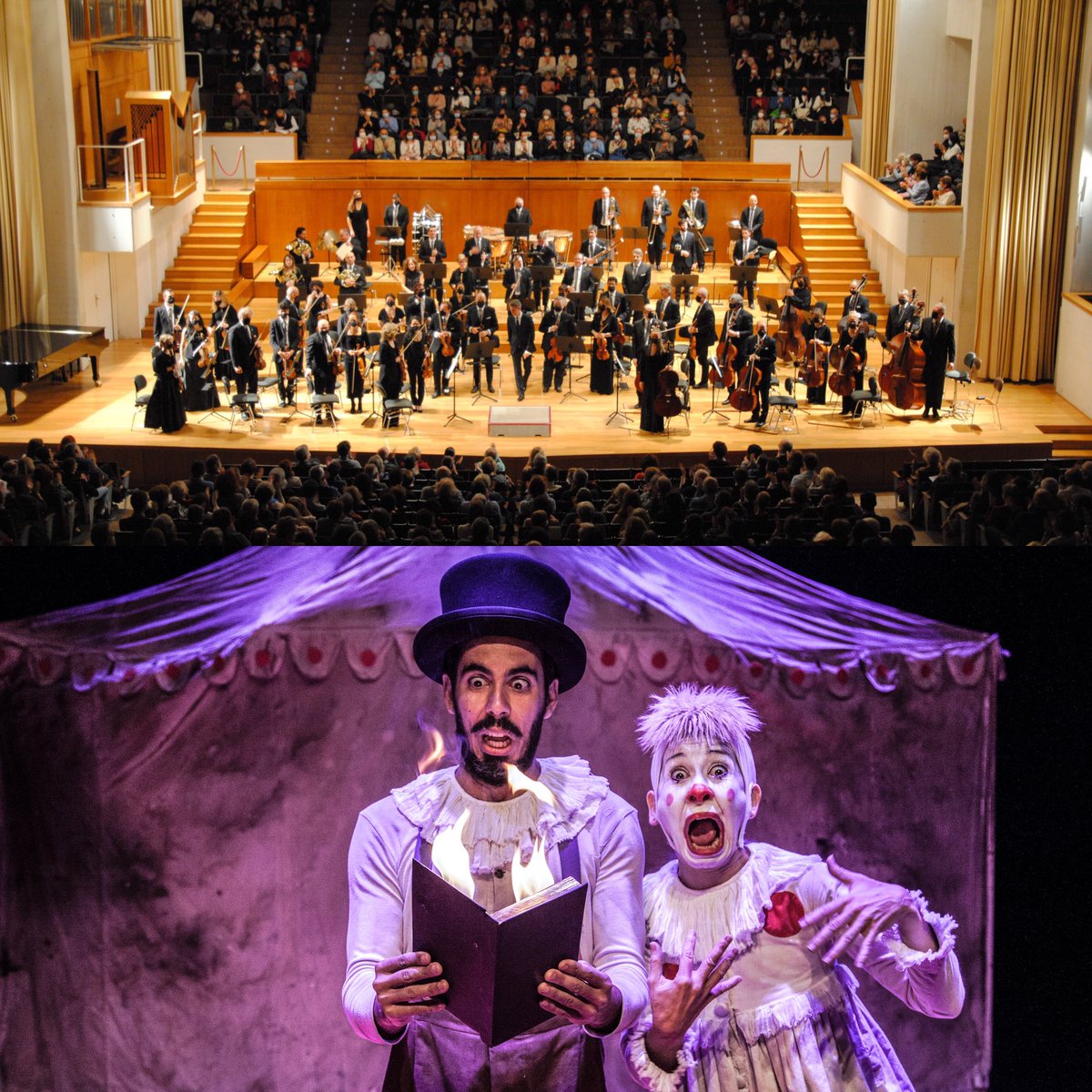 ¡La Maquiné y la <a href="/orquestagranada/">Orquesta Ciudad de Granada</a> trabajan “PARADE, el circo de los valientes” en versión concierto. Con <a href="/j_lopezmontes/">J. López-Montes</a> en la adaptación y dirección musical. Dirección escénica de Joaquín Casanova y Elisa Ramos. Esto promete!!🎪🎭🎶 
#Parade #OrquestaCiudadDeGranada #LaMaquiné