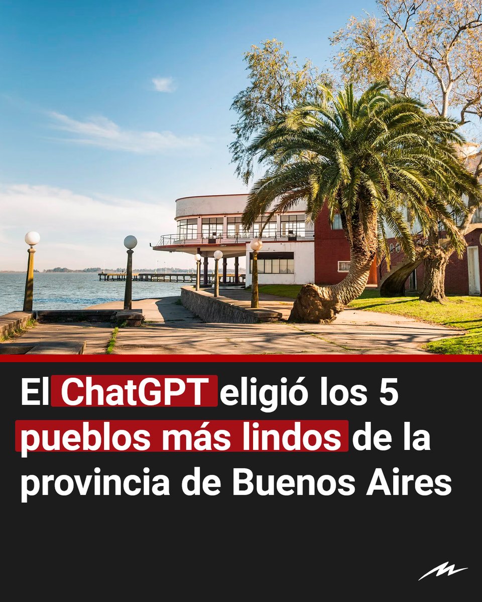 radiomitre's tweet photo. 📢 Si bien aclara que “la belleza es subjetiva y puede variar según los gustos individuales”, el chat GPT elaboró una lista de los 5 pueblos más lindos de la provincia de Buenos Aires. Se trata de San Antonio de Areco, Tigre, Tandil, Chascomús y San Pedro. https://t.co/k4rk7506kW