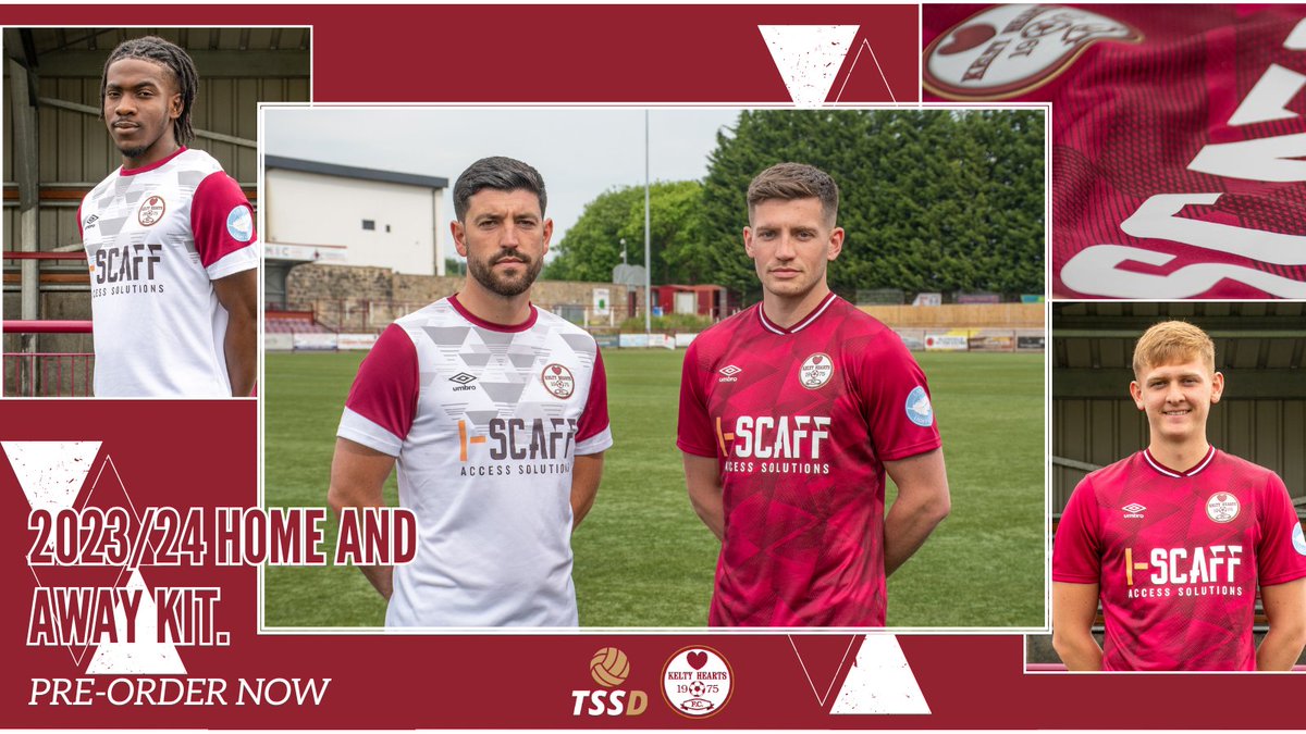 TheSoccerShopD's tweet photo. 𝗔 𝗻𝗲𝘄 𝗰𝗵𝗮𝗽𝘁𝗲𝗿 𝗯𝗲𝗴𝗶𝗻𝘀....

We’re proud to introduce the new @KeltyHeartsFC home and away kits for the 2023/24 season.

The time has come to forge a new path. Pre-order yours now and join the #MaroonMachine on their journey.

🔗 - https://t.co/nc7M55BrLk https://t.co/bD1ErQnOAn