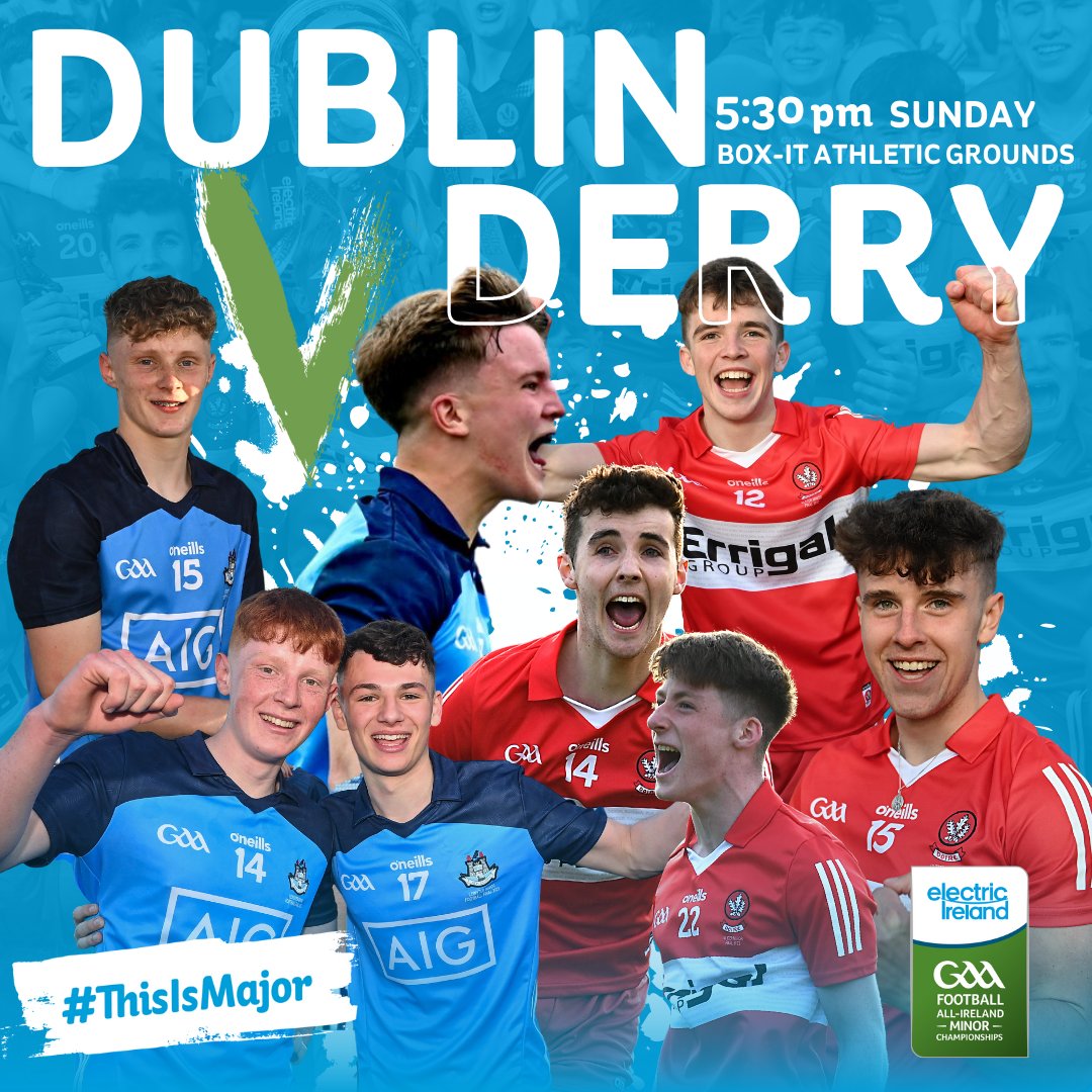 ElectricIreland's tweet photo. It’s the Electric Ireland GAA Minor Football Championship Semi-Finals! 

It’s going to be a big weekend as @monaghangaa face off against @Kerry_Official, and @DubGAAOfficial take on @Doiregaa! Tune in live on TG4 this weekend to watch the battle for the Final! 

#ThisIsMajor https://t.co/pYAFIRCA2V