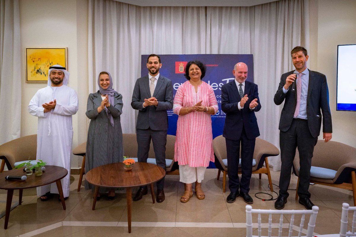 DKambUAE's tweet image. Yesterday’s #RenewablesTalk hosted by 
the Embassy of Denmark and @IRENA in partnership w/ @UAEMissionIRENA generated an immensely productive dialogue in #Justtransition. Thanks to all for taking part in the discussions enthusiastically.