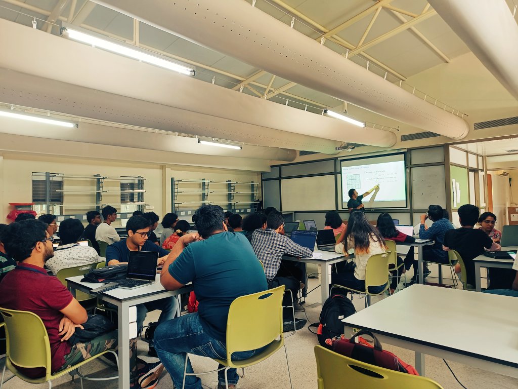 NCBStheory's tweet photo. @NCBS_Bangalore @BLiSC_India @iitbombay Post-lunch, Ashutosh Gupta leads a fun hands-on session, 

Where the participants have to come up with SAT search clauses for a #Python code meant for solving #Sudoku puzzles!

And everyone seems to be having a lot of fun!

#PhysicsOfLife2023 #MonsoonSchool https://t.co/K5p2fJYP25
