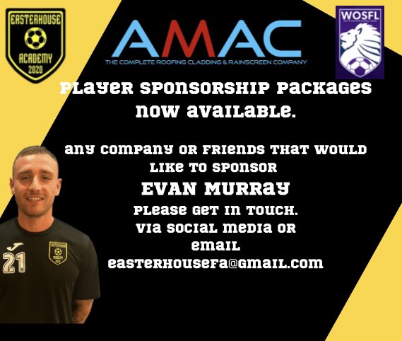 EasterhouseFA's tweet photo. Individual Player sponsorship deals available if anyone would like to help. https://t.co/KwVkrkbsJj