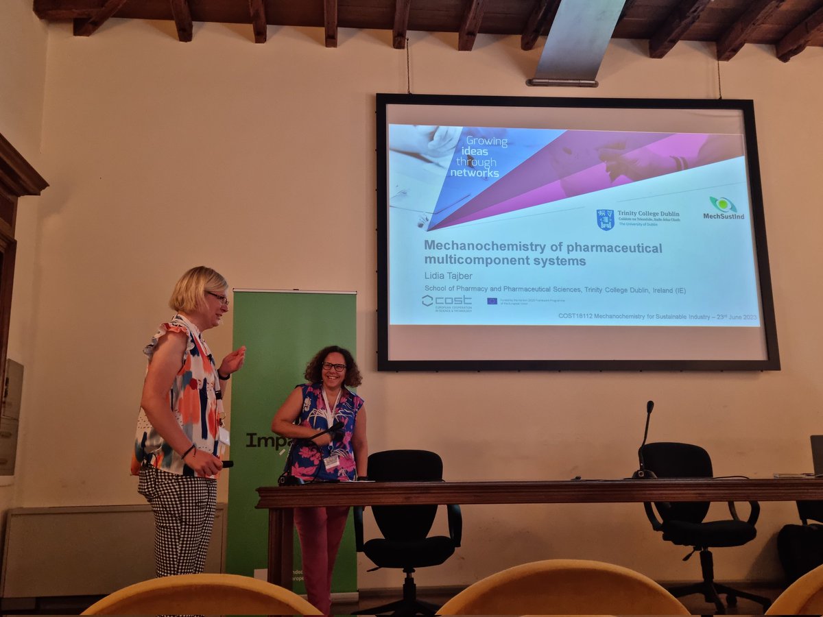 The second and final scientific session of Day 2 is being chaired by @MSarraguca who is presenting rhe first speaker, @LidiaTajber , that will talk about Mechanochemistry of pharmaceutical multicomponent systems @COSTprogramme @beyondbenign @EuChemS @YoungChemists