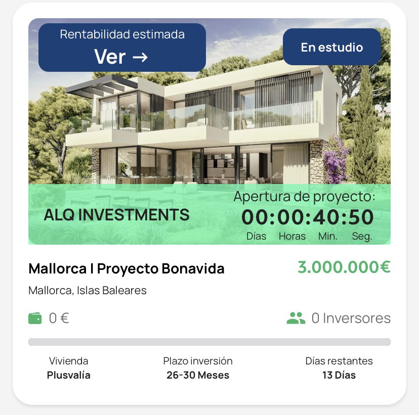 designinversor's tweet photo. 🆕 En breve nuevo proyecto de @urbanitae , alguien por aquí va a invertir en este?, en principio se esperan buenas rentabilidades pero estos plazos se hacen largos no? Aunque para #plusvalias suelen ser así, sería el 2 para mi.
#urbanitae #inmobiliaria #mallorca #inversion https://t.co/pEt6chhl2r