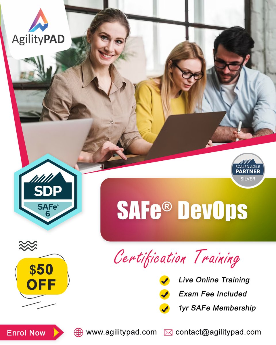 Boost your career with SAFe® DevOps (SDP) Certification.
✅Get $50 OFF

agilitypad.com/safe-devops-sd…

#agilecoach #agiletransformation #agile #agilitypad #agilemindset #DevOps #devopstraining #softwaredeveloper #machinelearning #bigdata #automation #softwareengineering #cloudsecurity