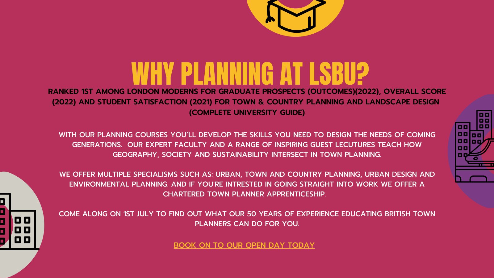 School of LSS on Twitter "Why Planning at LSBU? Book on to our Open