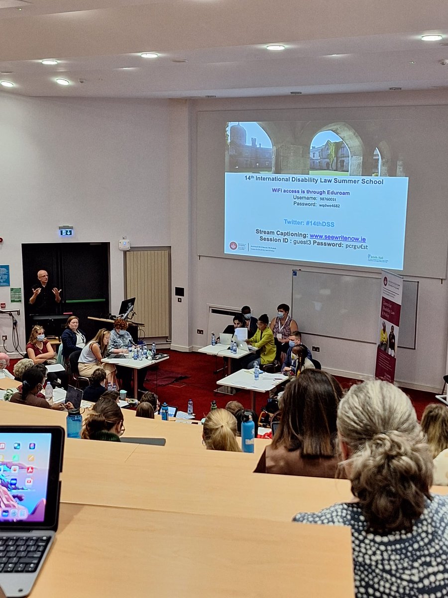 CDLPGalway's tweet photo. Good morning! Day 5 of #14thDSS is the moot court competition. Participants are arguing the case of Hansel v. Republic of Freedonia which is centred on inclusive education for disabled children and #Article24UNCRPD. https://t.co/2a1icKUe5i