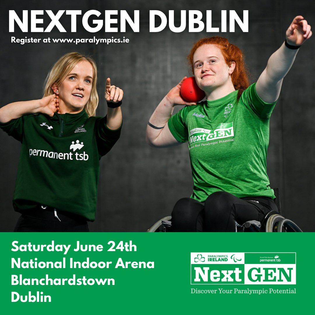 TOMORROW! 🎉

We’re so excited for our final Permanent TSB NextGen event in Dublin 🙌🏻

It’s going to be a big one…

Still time to sign up: paralympics.ie/nextgen/