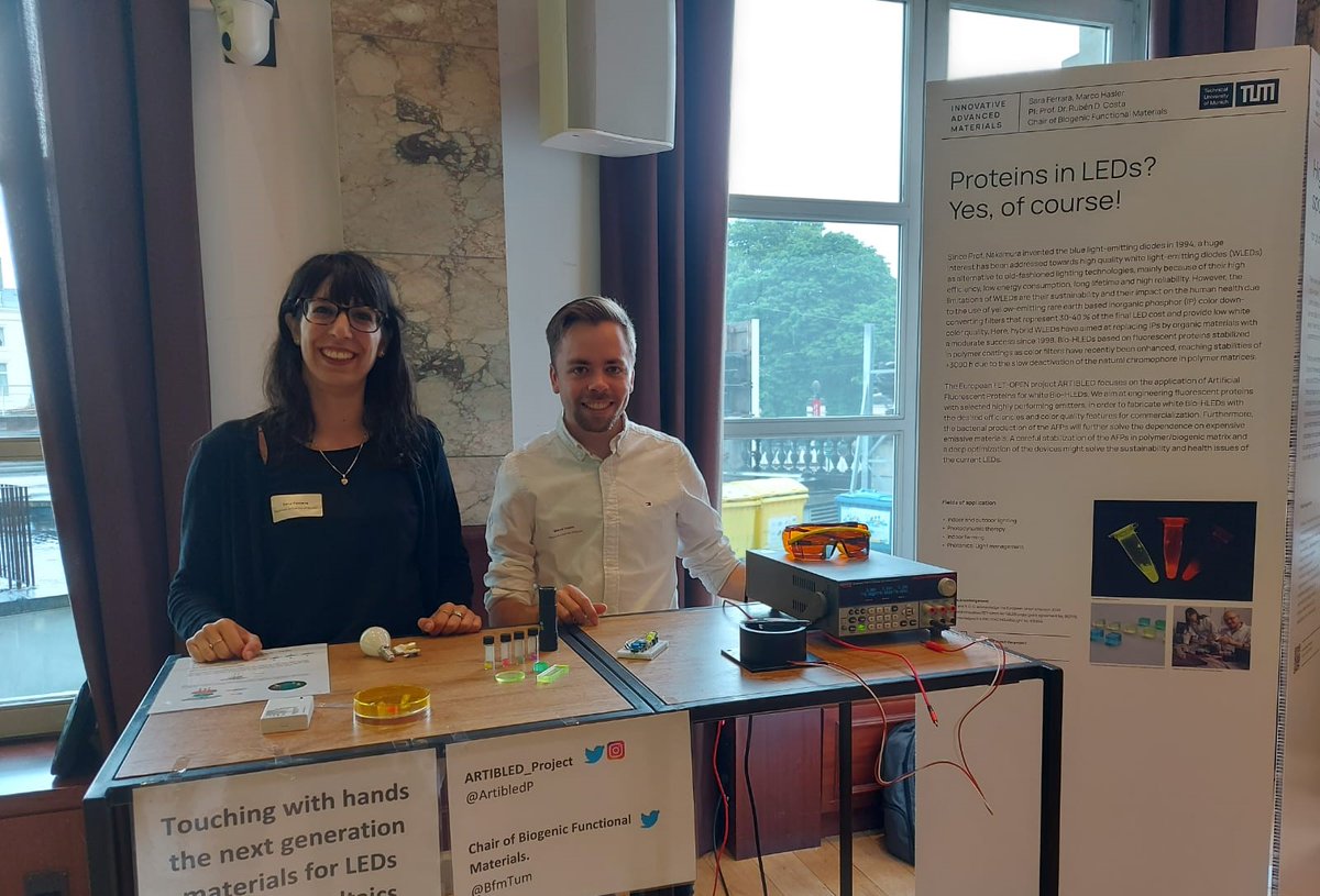 Sara and Marco just took part to the #SummerReception in Brussels, where several projects from #EuroTech Universities brought their demonstrators. The audience showed a great interest towards #ARTIBLED Bio-based #LEDs!

#ARTIBLED_Project
#BioLEDs