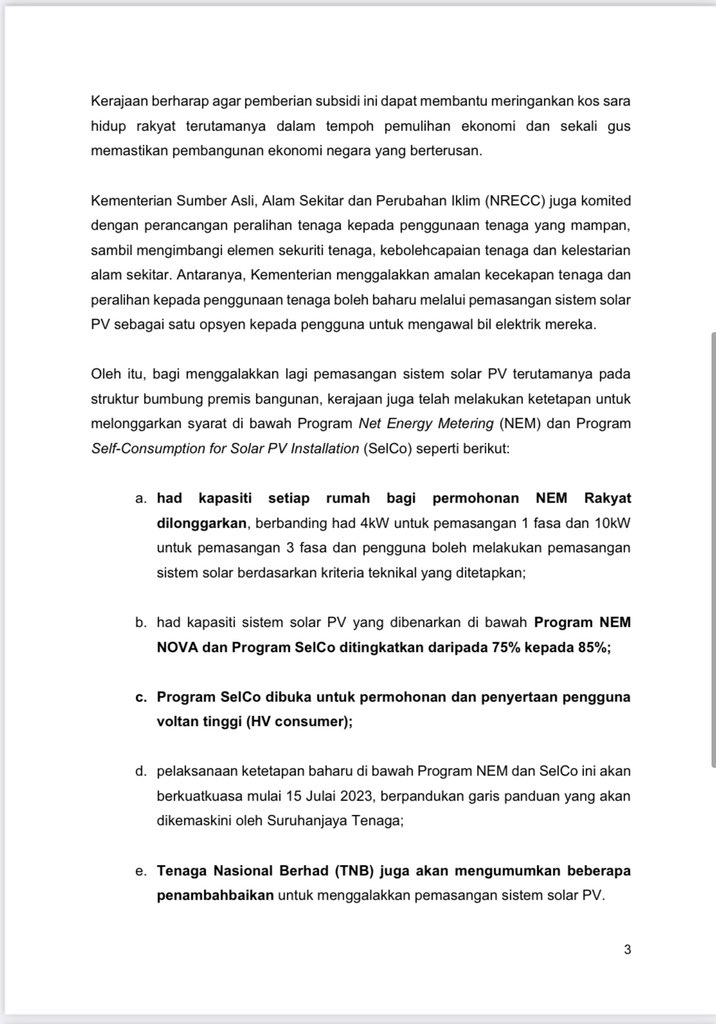 BernamaTV's tweet photo. Kerajaan menampung subsidi elektrik sebanyak RM5.2 bilion untuk tempoh pelarasan tarif elektrik semenanjung bagi tempoh 1 Julai hingga 31 Disember 2023 https://t.co/WuKMd3Y7tu