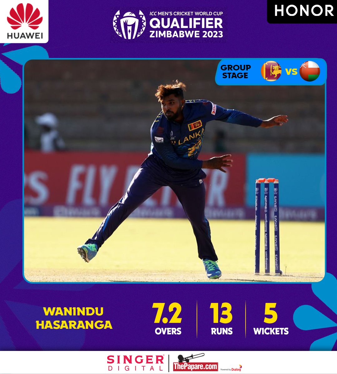 ThePapareSports's tweet photo. .@Wanindu49 works his magic once more with a brilliant spell. 🔥

#CWC23 #OMAvSL

Coverage Powered by @singersl 

More 👉 https://t.co/6YREnLjDqh https://t.co/cXgEaEZQxj