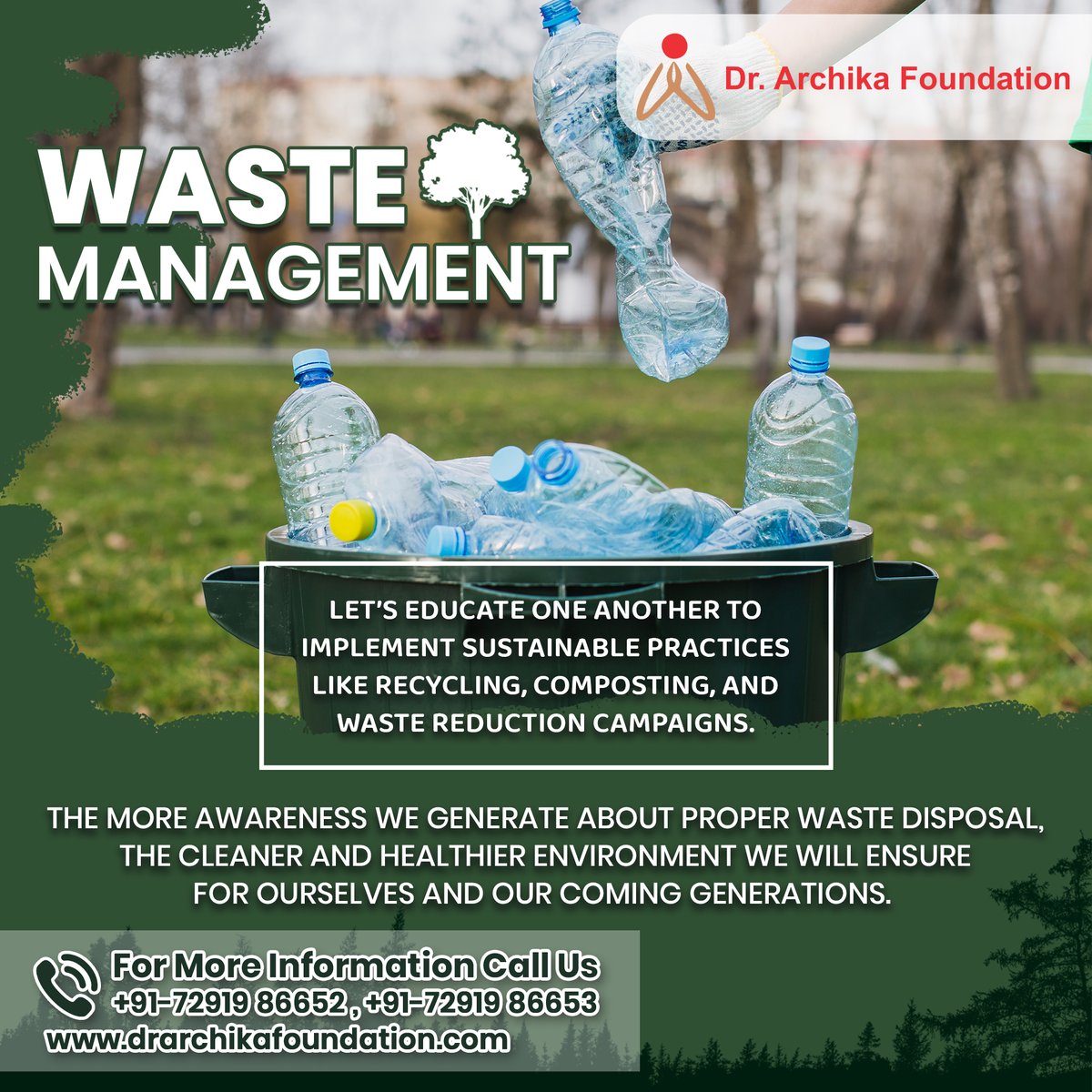 Let’s join hands on proper waste disposal to build sustainable and liveable cities.
.
Visit Official Website : drarchikafoundation.com
.
#drarchikafoundation #drarchikadidi #ngo #charity #nonprofit  #donate #volunteer #help #india #support #covid  #fundraising #socialwork