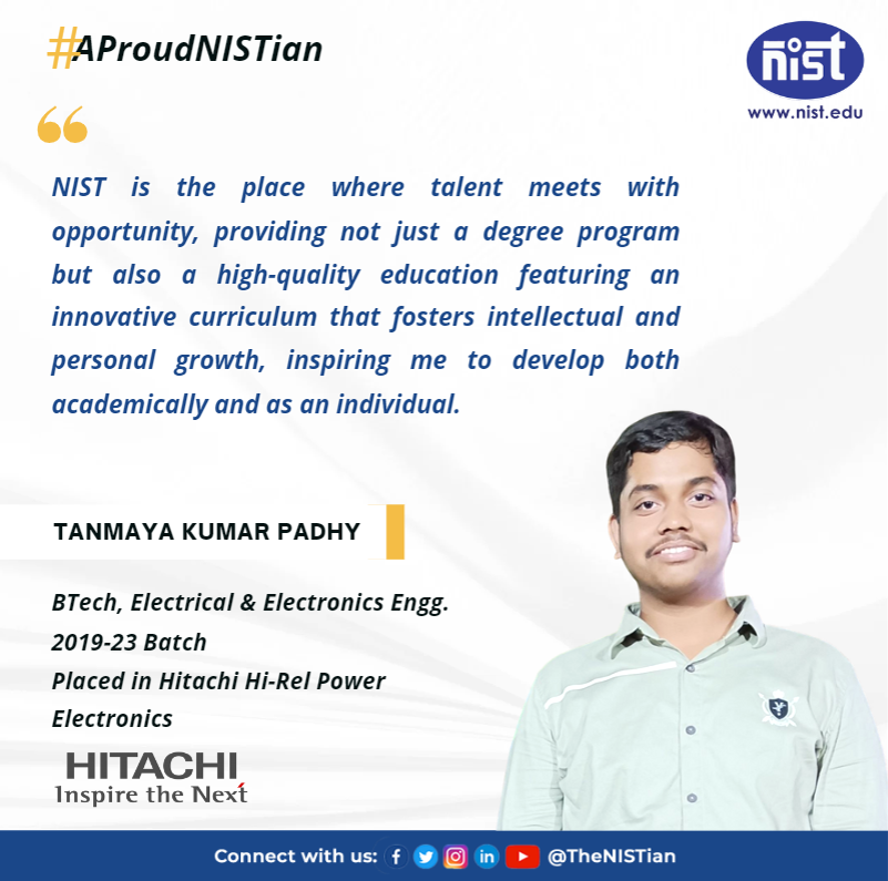 Hear it from a Proud #NISTian!

#StudentSuccess #NIST #placement #Electricalengineering #Aproudstudent #thenistian #nistbrahmapur #Berhampur #Odisha