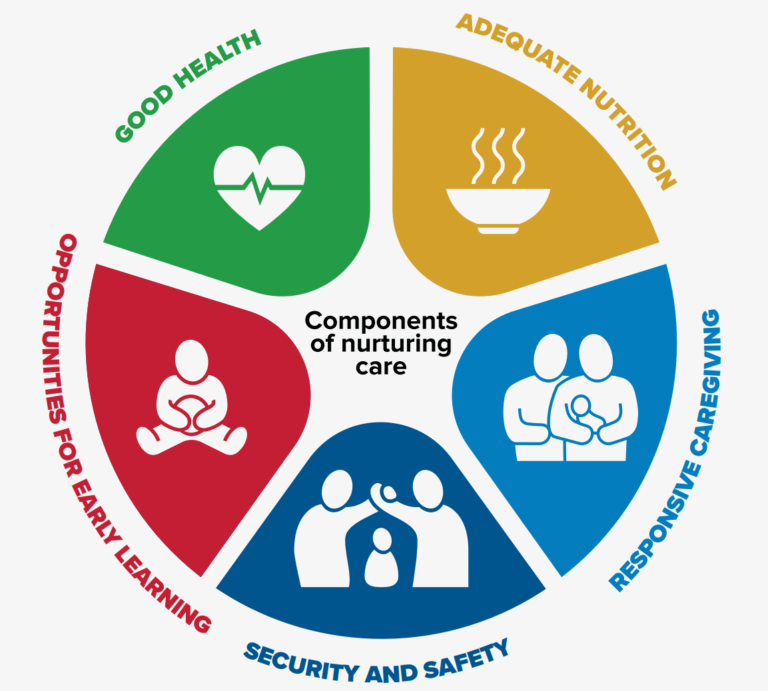 Children need the five interrelated components of nurturing care: good health, adequate nutrition,safety and security, responsive caregiving, and opportunities for early learning.However, the data show almost 250 million children worldwide risk not reaching their full potential.