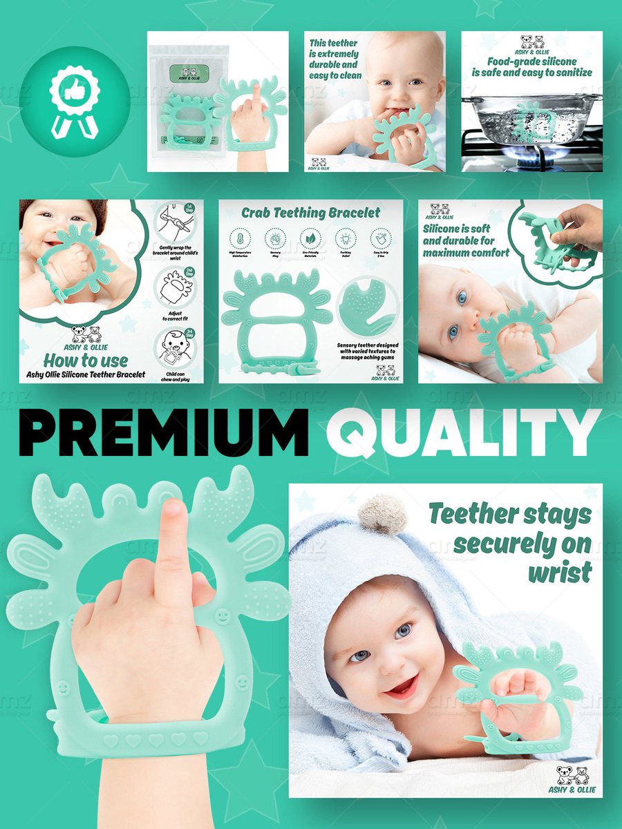 jahidfjovis's tweet image. 🦀🌊 Dive into the world of playful teething with our Crab Teething Bracelet! 🌟👶 Our team has crafted stunning Amazon listing infographic images that capture the charm and functionality of this adorable accessory. ❤️ #CrabTeethingBracelet #InfographicDesign #TeethingSolutions