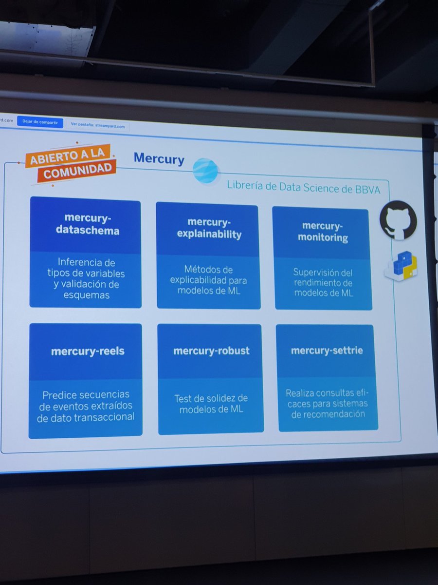 luismeruli's tweet image. Ayer @PyDataMad organizó un #MeetUp en las oficinas de @BBVA_AIFactory escuchamos a  Álvaro Ibraín hablar sobre Mercury 🚀 la librería de data science open source de BBVA #PyDataMadrid