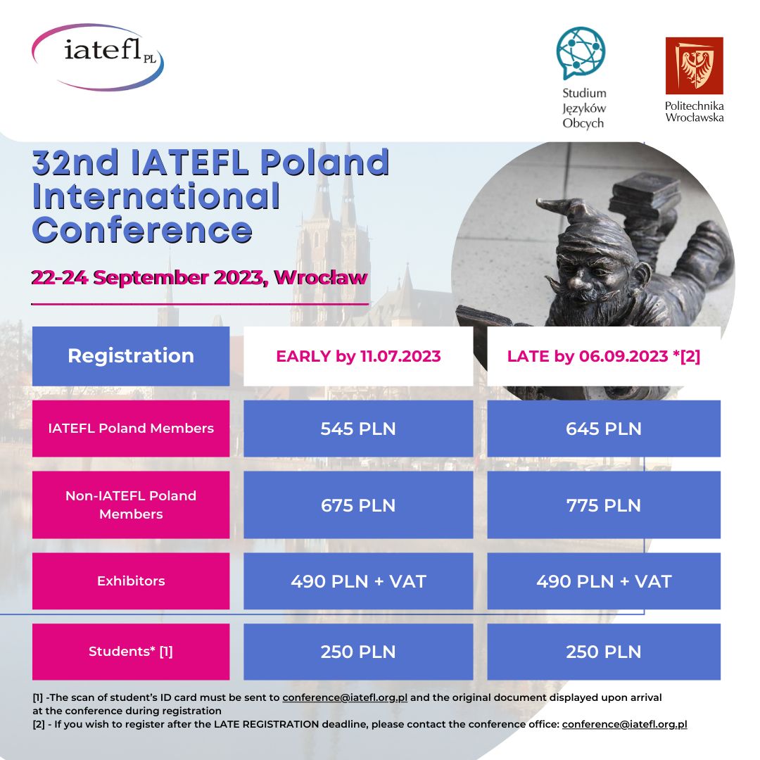 📷The conference is one of the largest events for teachers of English as a foreign language, with hundreds of participants willing to seek new ways and innovative solutions to be adopted in the learning-teaching environment.
Visit our website today: iatefl.org.pl/conference/ind…