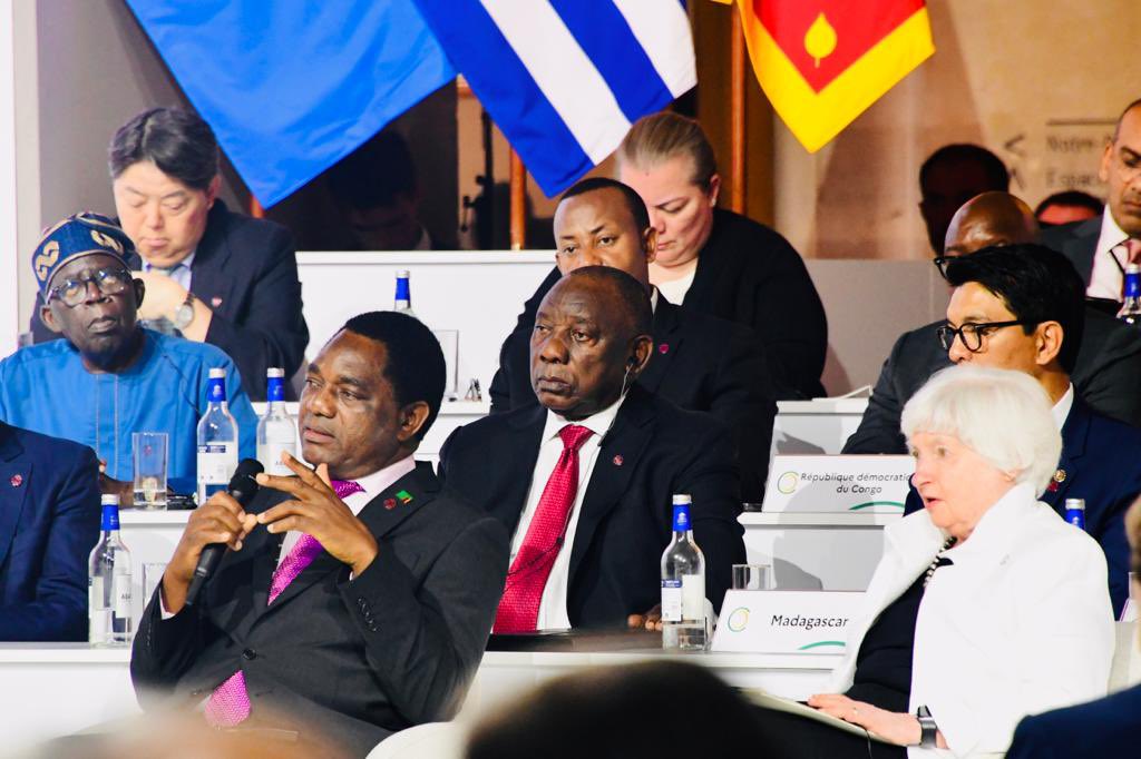 [TODAY]: His Excellency President Cyril Ramaphosa at the Palais Brongniart participating in the Closing Ceremony of the New Global Financing Pact Summit in Paris, France.

#NewGlobalFinancingPact
#BetterAfricaBetterWorld