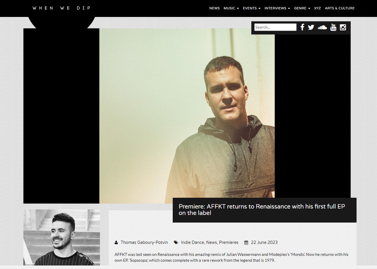 <a href="/WhenWeDip/">When We Dip</a> : <a href="/AFFKT/">AFFKT</a> returns to <a href="/renaissancedj/">RENAISSANCE® DJ</a>  with his first full EP on the label whenwedip.com/2023/06/22/pre…
