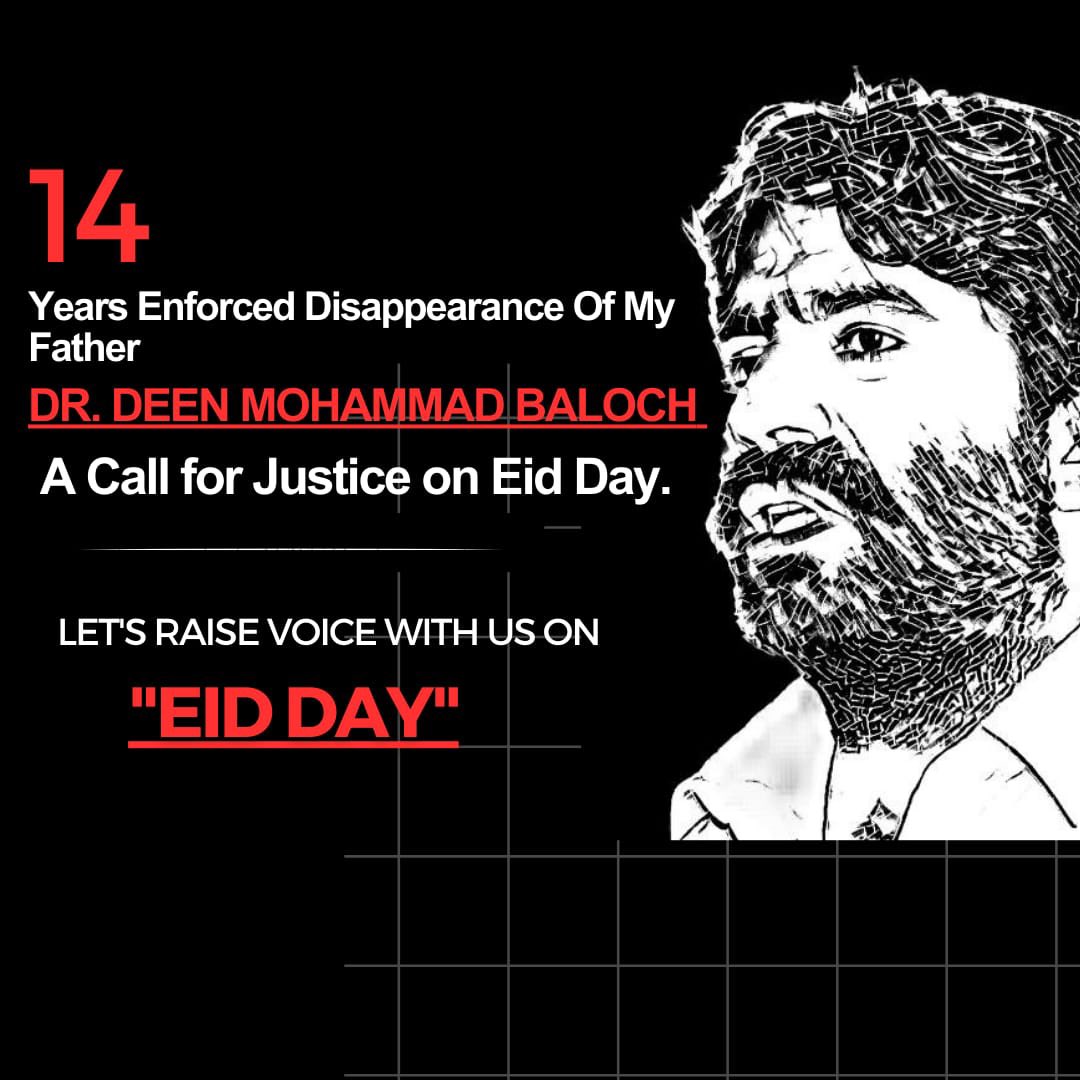 SammiBaluch's tweet photo. Stand with us on Eid Day

#ReleaseDrDeenMohammad 
#ReleaseAllMissingPersons https://t.co/kU6rK4v9mm