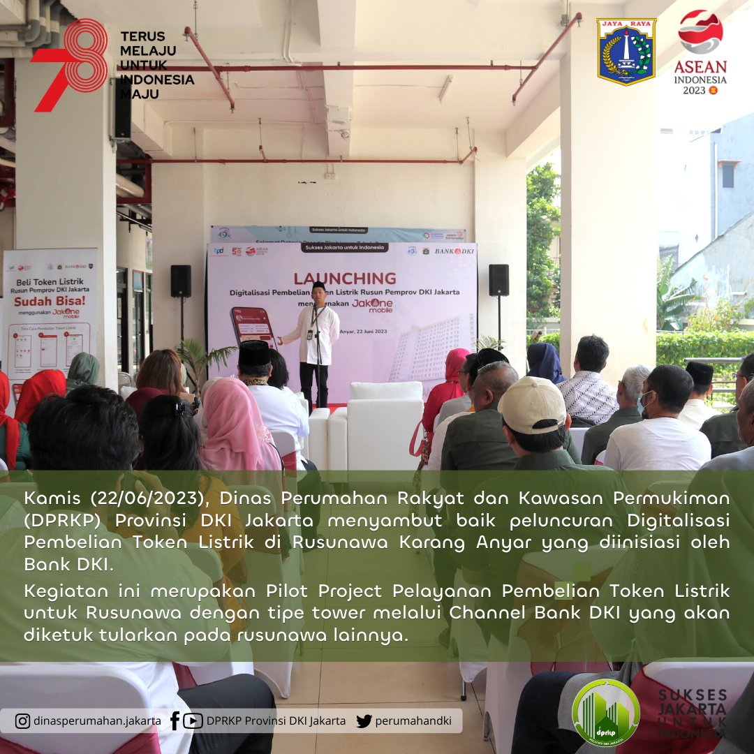 perumahandki's tweet photo. Hai #SobatRuKim!

Kamis (22/06/2023), Dinas Perumahan Rakyat dan Kawasan Permukiman (DPRKP) Provinsi DKI Jakarta menyambut baik peluncuran Digitalisasi Pembelian Token Listrik di Rusunawa Karang Anyar yang diinisiasi oleh Bank DKI. .
#JAKI #DPRKP https://t.co/USmuBGkMo1