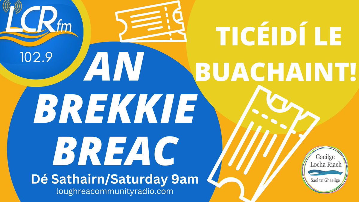 Ná caill do sheans ticéidí a bhuachaint d'fhéile #livestock23 in Eachroim Dé Domhnaigh. Ní gá ach éisteacht le @anbrekkiebreac ó 9-10rn amárach ar <a href="/LoughreaRadio/">Loughrea Community Radio</a> agus freagra na ceiste a sheoladh chuig anbrekkiebreac@gmail.com!

<a href="/LivestockMusic/">Livestock Music</a> <a href="/loughreaonline/">Discover Loughrea</a> <a href="/DiscoverIreland/">Discover Ireland</a>
