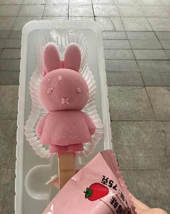 cat shaped pudding and miffy ice-cream