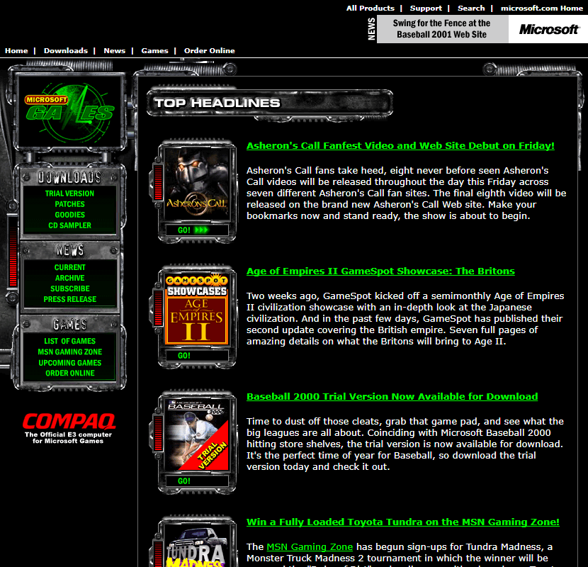 MSN Gaming Zone in 1999 - Web Design Museum