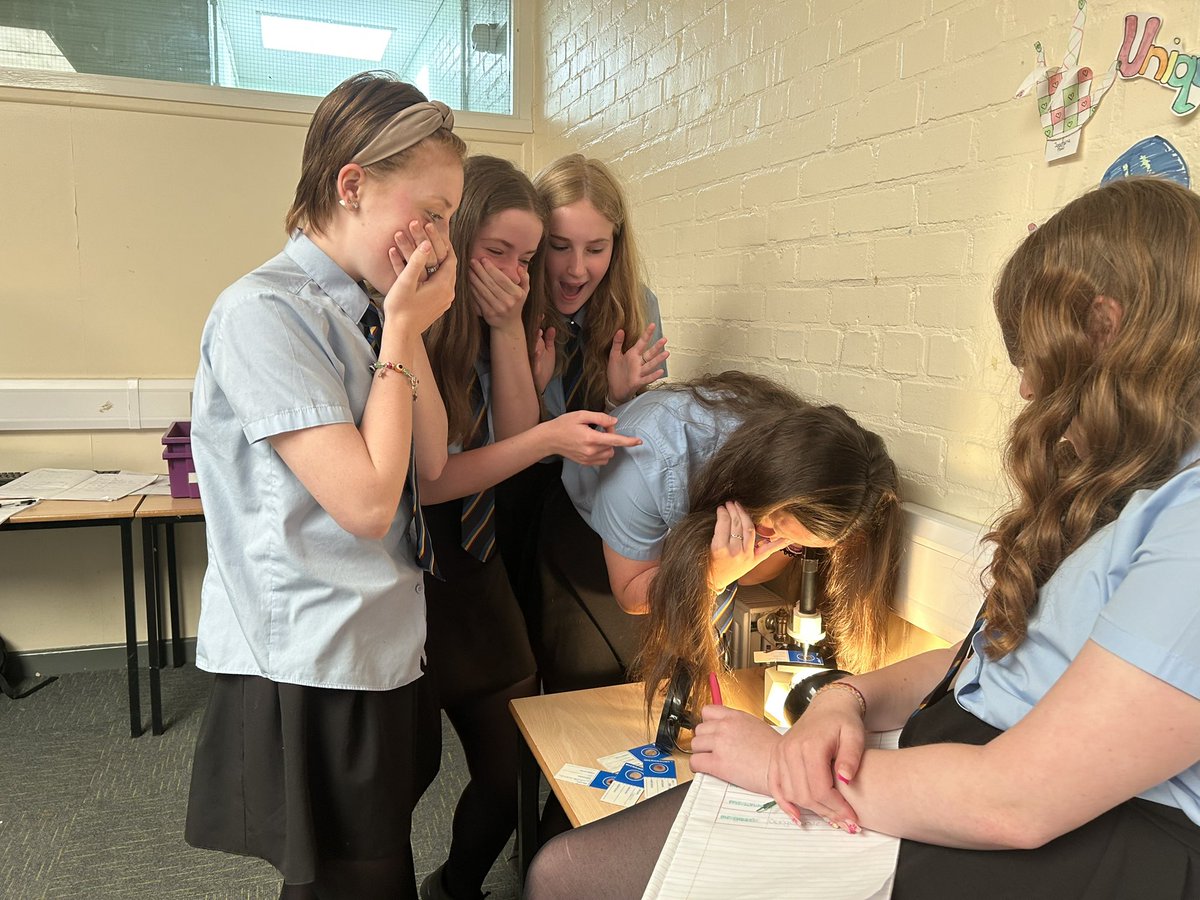 Some great ‘focus’ (pun intended) by 8c3 using microscopes to look at our final piece of evidence to solve the case of the missing painting.
The final picture of Ruby, Lola, Amy, Erin and Lowri is staged - I love their reactions! 👏😂
@HeadteacherBas1 @MrJFord @BassalegSciTech