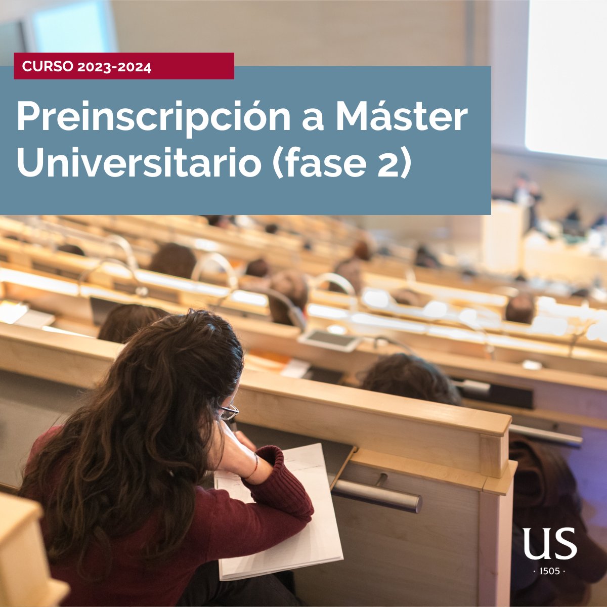 🔴 Hoy da comienzo la segunda fase de preinscripción a máster universitario

📝 Consulta aquí la info y el catálogo de títulos la US ➡ bit.ly/44jvPbP

🗓 Abierta hasta el 5 de julio