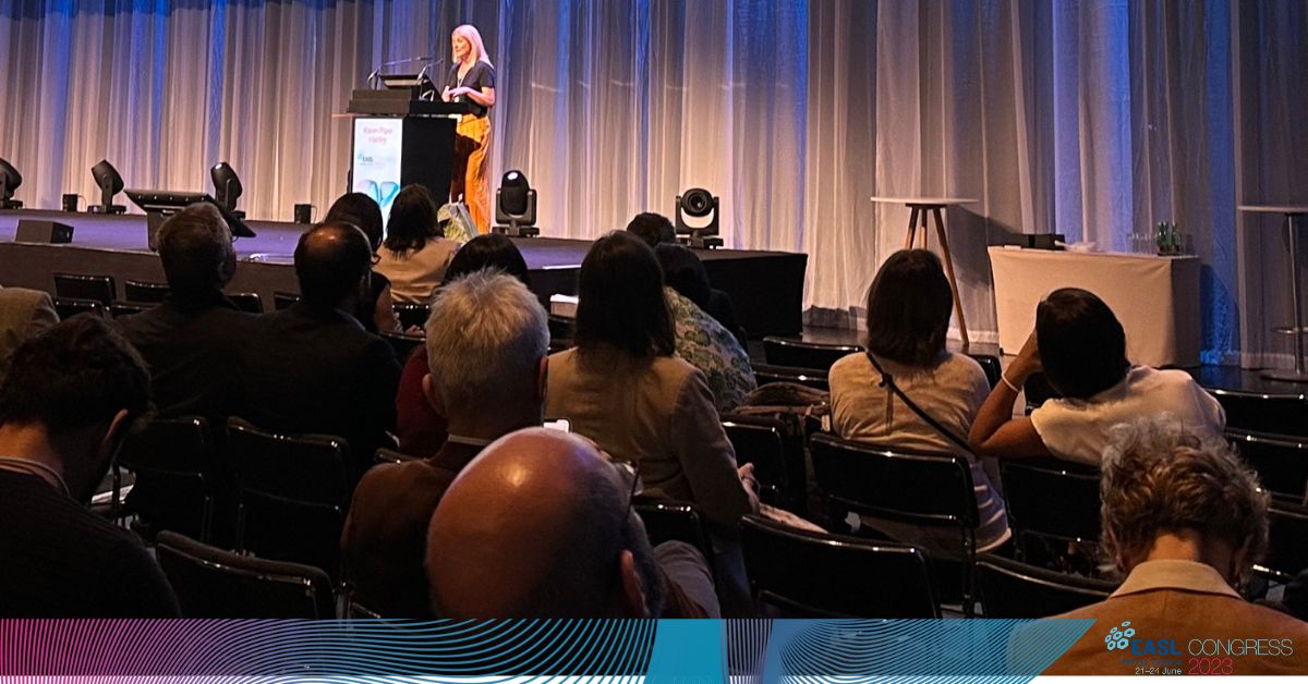 🔬 Exciting Findings at #EASLCongress 2023!

Karen Piper Hanley presents groundbreaking research on liver fibrosis at the General Session II. Her study, titled "An Integrative Multi-omic Approach Defines Therapeutic Pathways in Liver Fibrosis," revealed promising insights into