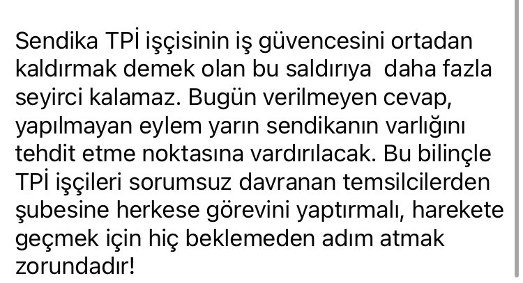 TPİ işçisi işçi kıyımına karşı eyleme geçmeli!