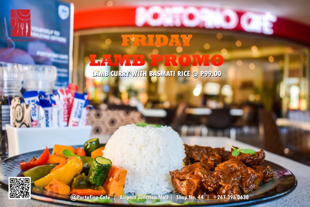 There is simply something so satisfying about a Lamb Curry meal🤤 

visit our store at Airport Junction Mall and flavor your day with our lamb curry promotion
For deliveries contact : 📞 +267 3960630 for more details
#modernItalianEatery#BasmatiRice