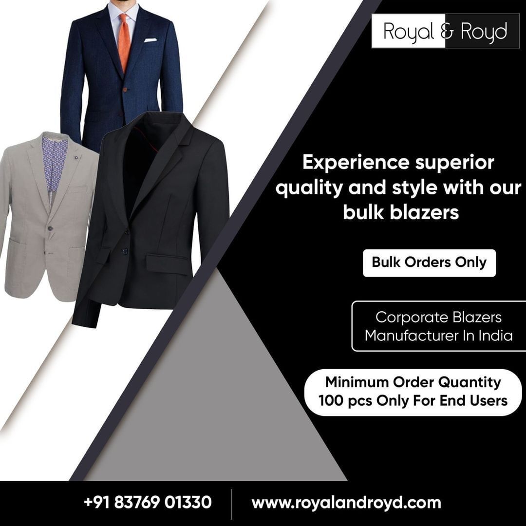 Experience Superior Quality and style with our bulk blazers

Contact Royal and Royd for Bulk Orders.
royalandroyd.com
Contact: (+91)8376901330
.
.
#balzers #bulkblazers #blazersuppliers #blazermanufacturers #royalandroyd #blazerstyle #bulksuits #blazerset #blazerdress