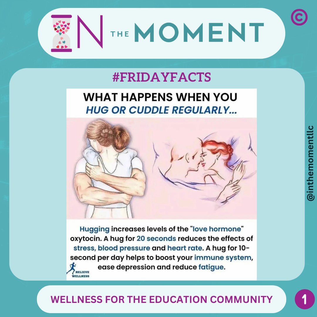 #FridayFacts- Hugging increases wellness. 🤗🫂 #HugMore
 #ITM  #SEL #EducatorSEL #EducatorWellness #mentalhealth  #wellness #teachers  #scchat #schoolcounselorsofinstagram #education #educationmatters #specialeducation #edchat #highered #ITMWELLNESS #ITMThrive #Wellnessadvocate