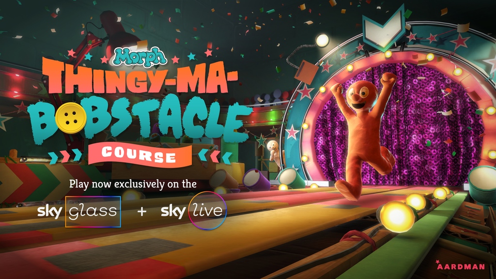AmazingMorph's tweet photo. Calling @SkyTV customers! The all new Morph game, Thingy-Ma-Bobstacle Course is available to play exclusively on SKY GLASS + SKY LIVE. Using camera tracking tech, control Morph with your body to get through the super-fun treadmill terrain to reach the furthest distance possible! https://t.co/EYCunxSw6F