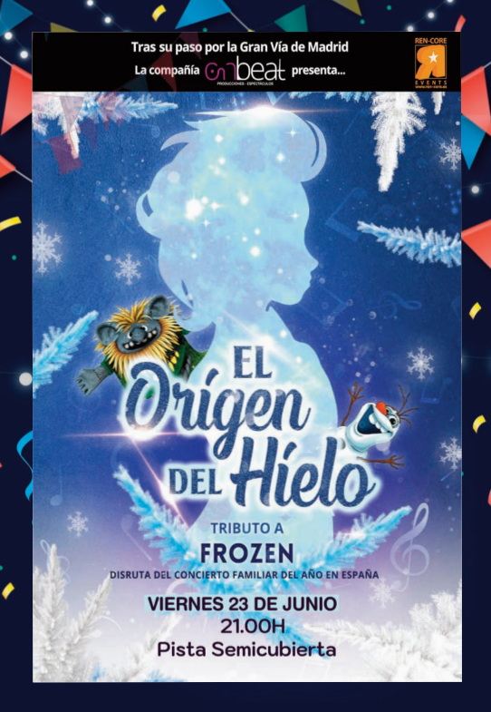 Hoy es la noche de San Juan y hemos preparado dos actividades para que la velada sea más mágica. A las 21:00 horas, llegará a la pista semi cubierta 'El origen del Hielo. Tributo a Frozen' y a las 22:30 en la Plaza del Mediodía, la hoguera de San Juan. 
¡Por fin llega el verano!