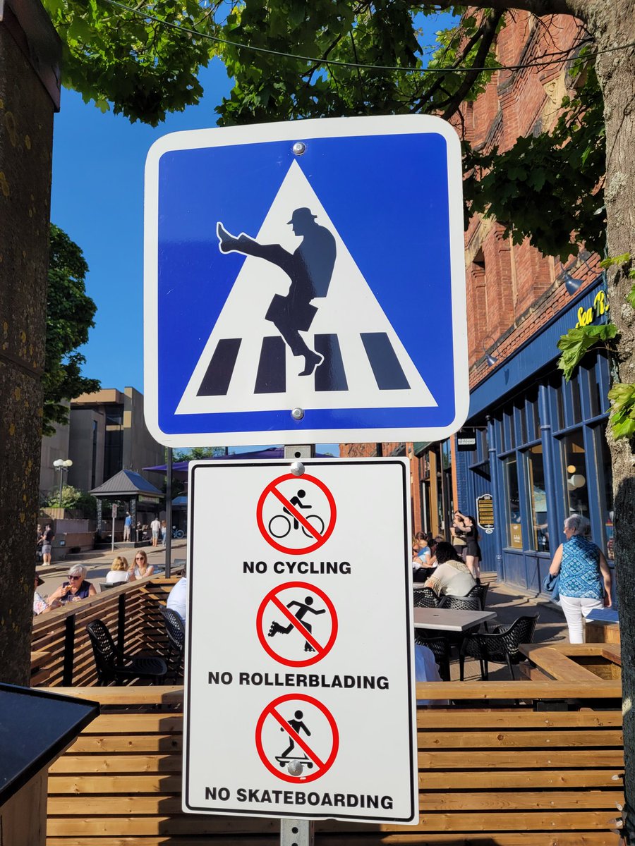 Day #3 of #Summer2023 on #PEI.
No cycling, rollerblading or skateboarding on #VictoriaRow,  but #SillyWalks are encouraged. 
@JohnCleese #MontyPython