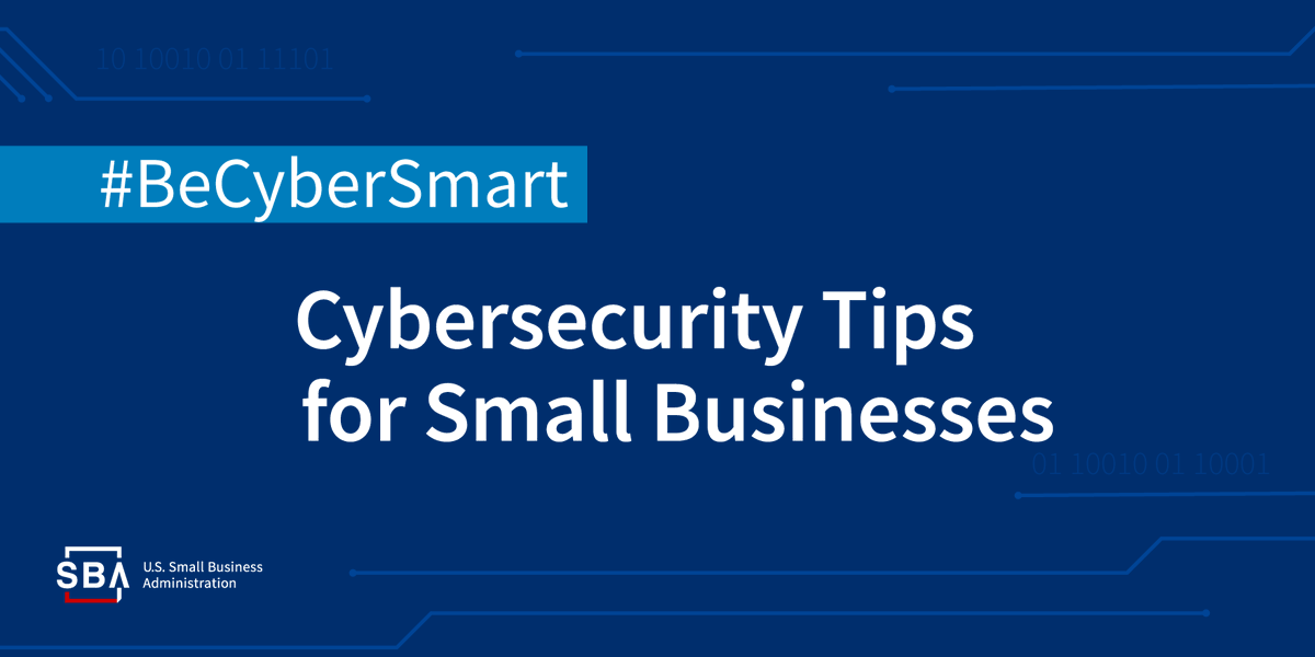 💀💻😲 Cyber attacks are a growing concern for small businesses!

Common threats include malware, ransomware, and phishing.

Get tips on how to stay safe from cybersecurity threats: sba.gov/cybersecurity

#BeCyberSmart
#ItsImportant
#NMSmallBiz
#NMEcon
#cybersecurity