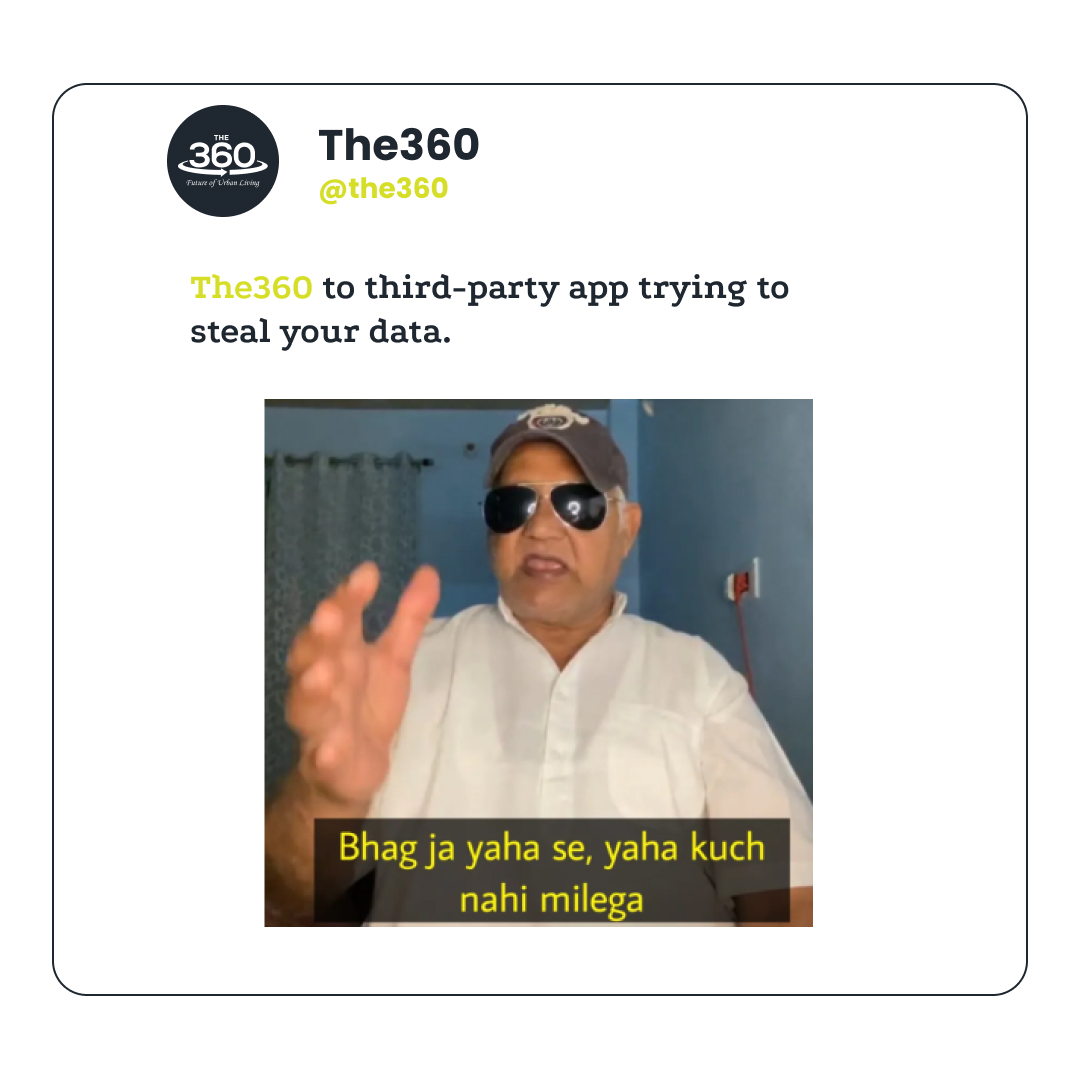 100% data safety from any third-party portal!

#the360living #housingsolutions #apartmentso #datasafety #ThirdPartyProtection #SecureData #PrivacyFirst #DataSecurity #DataProtection #VisitorManagement #GateManagement #data #safet