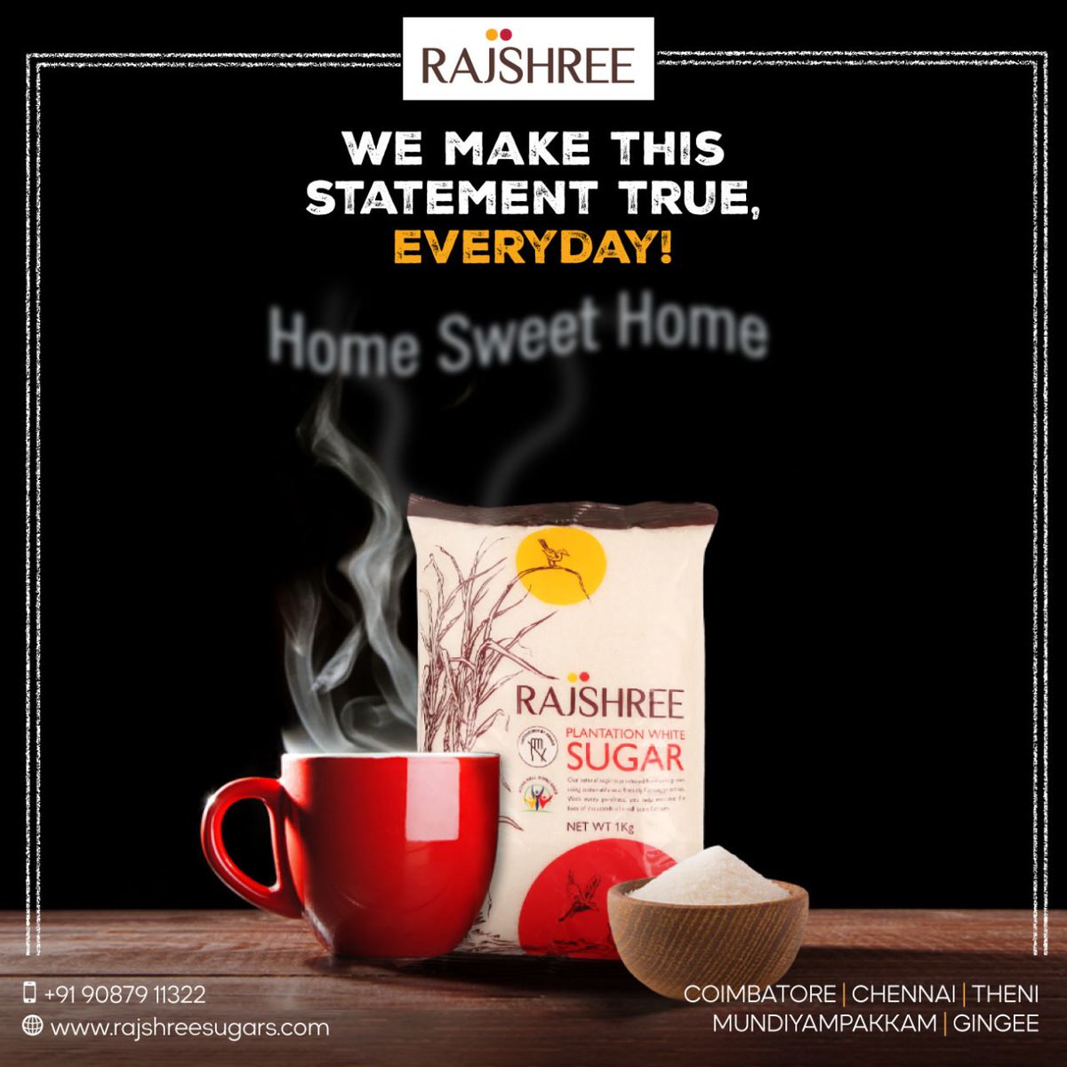 Our motive is to spread happiness and see a wide smile on your face, everyday when you sip your coffee. #Rajshreesugars #bestsweetner #sugar #jaggerypowder #sugarandhealth #benefitsofsugar #Sugarfacts #sweetdelights #coffeeperfectmatch #WhiteSugar