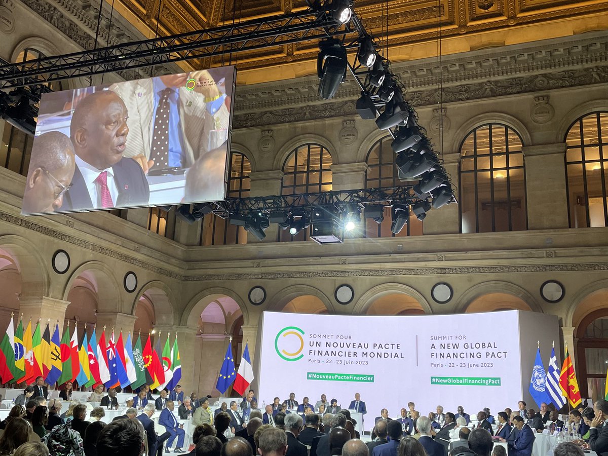 Challenge by @CyrilRamaphosa “As we rise from #ParisSummit, must see global financial architecture reform & investment in infrastructure in Africa. Convince us these Summits are meaningful. That we come to Europe, listen to promises. We will be convinced if they are delivered.”