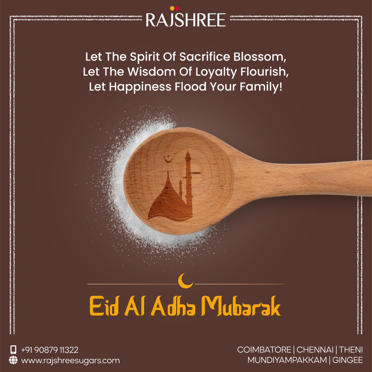 On this Bakrid, may you find everlasting loyalty and embrace the essence of sacrifice, drawing inspiration from the teachings of Prophet Ibrahim.  #Rajshreesugars #bestsweetner #bestcompanion  #sugarandhealth #startyourdaywithsweets #HappyEidAlAdha