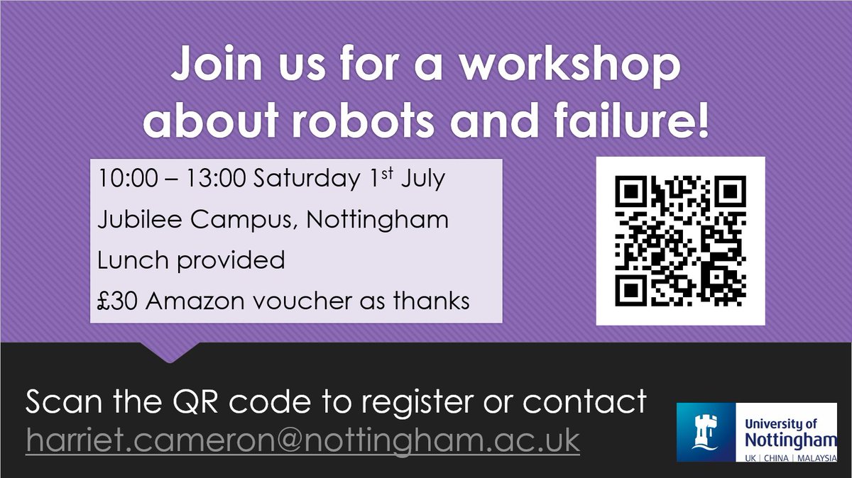 Harriet 'Alfie' Cameron (@ntkogeographer) on Twitter photo Interested in #robots? 🤖 Join us at <a href="/UniofNottingham/">Uni of Nottingham #WeAreUoN</a> Jubilee Campus next weekend for a workshop! No existing knowledge needed! #UoN #research #Nottingham Interested in #robots? 🤖 Join us at <a href="/UniofNottingham/">Uni of Nottingham #WeAreUoN</a> Jubilee Campus next weekend for a workshop! No existing knowledge needed! #UoN #research #Nottingham