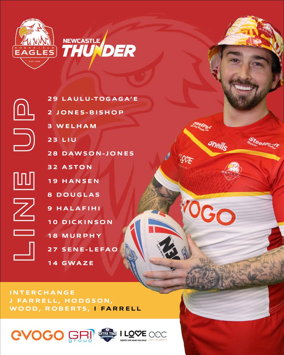 📣 Mark Aston has named his team to face Newcastle Thunder this evening.

💪 @Titus_Gwaze, Aaron Murphy and @OliverJamesRobe all back into the action!

🦅 #OneClub